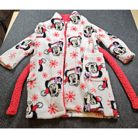 Disney Minnie Mouse Toddler Bath Robe Size 3T Christmas Winter Santa Claus Cozy - Picture 2 of 9